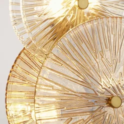 Tischlampe Glas Metall 66 cm in Messing Bernstein Klar