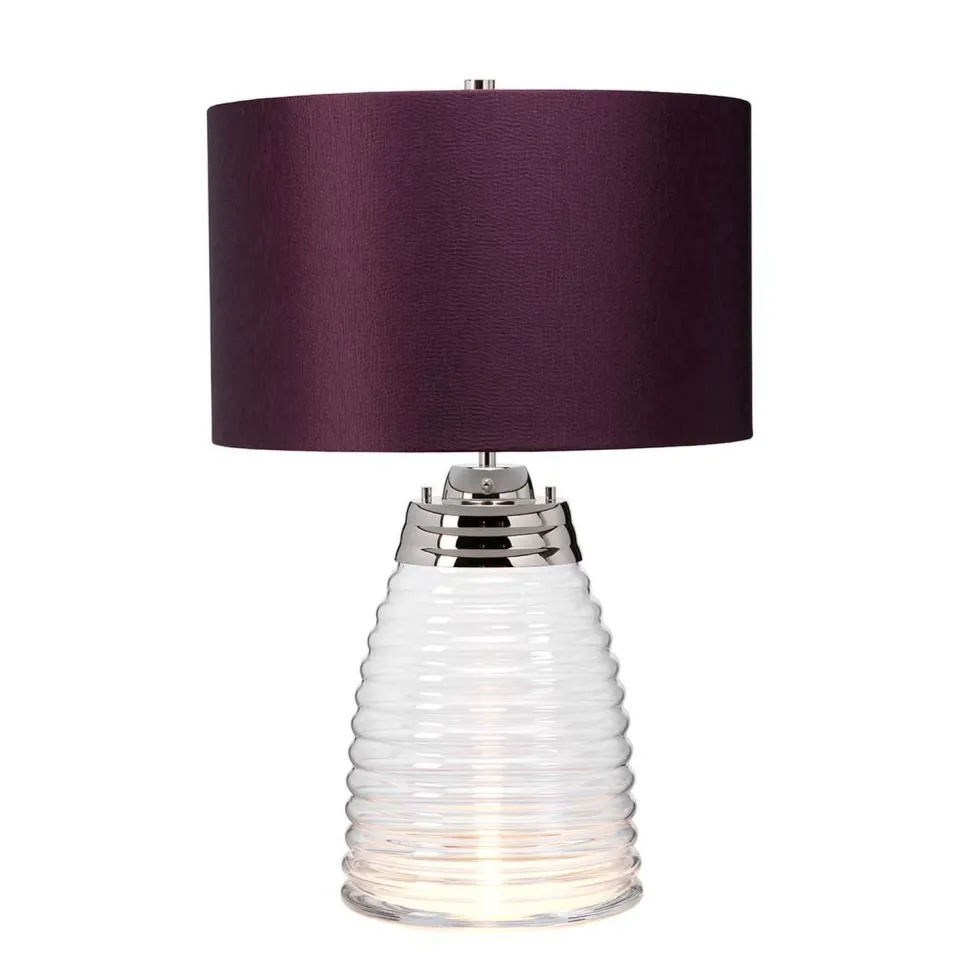 Tischlampe Glasfuß beleuchtet 64,3 cm E27 + GU10 LED