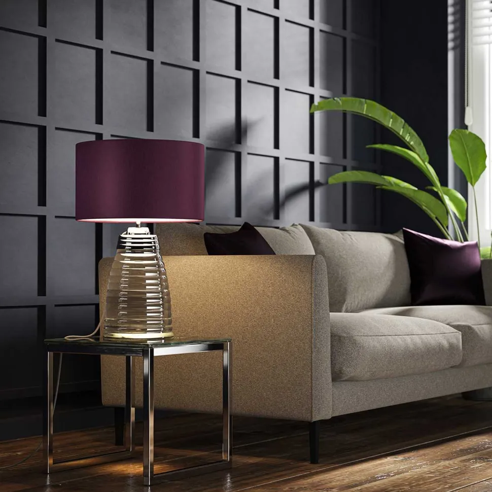 Tischlampe Glasfuß beleuchtet 64,3 cm E27 + GU10 LED