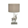Tischlampe Grau H: 42,5 cm Stoff Resin Hirsch E27