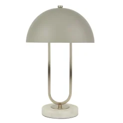 Tischlampe Grau Weiß 40,5 cm hoch Ø 25 cm G9 Metall