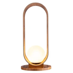 Tischlampe Holz Furnier aus Teak Glas 54 cm hoch E27 Modern
