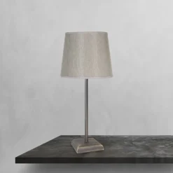 Tischlampe in Bronze matt Beige E27 45 cm Messing Stoff