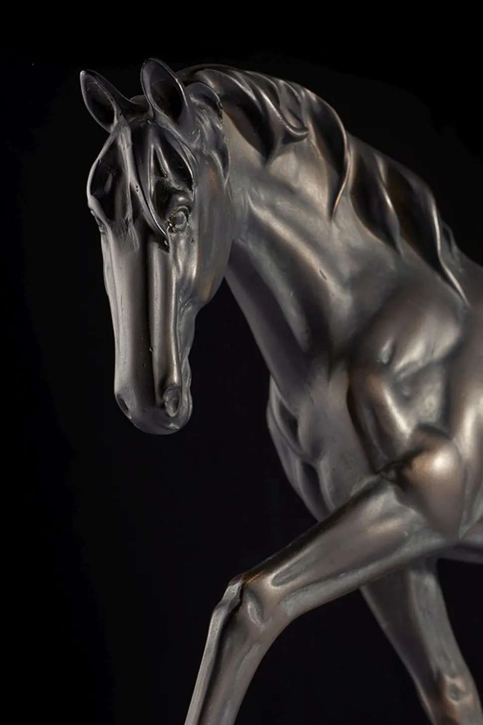 Tischlampe Jute Resin Pferd in Natur Bronze antik 77 cm