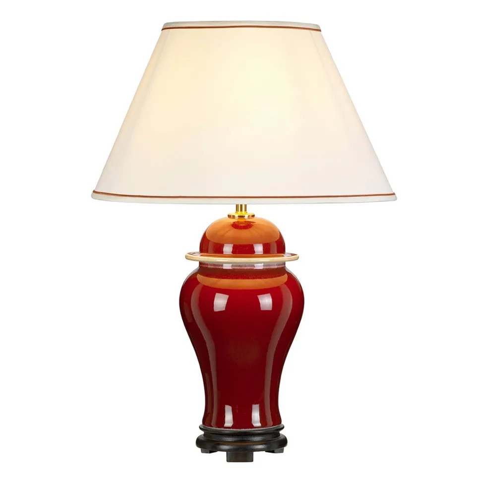 Tischlampe Keramik Rot Ecru Weiß E27 65 cm MALDRA