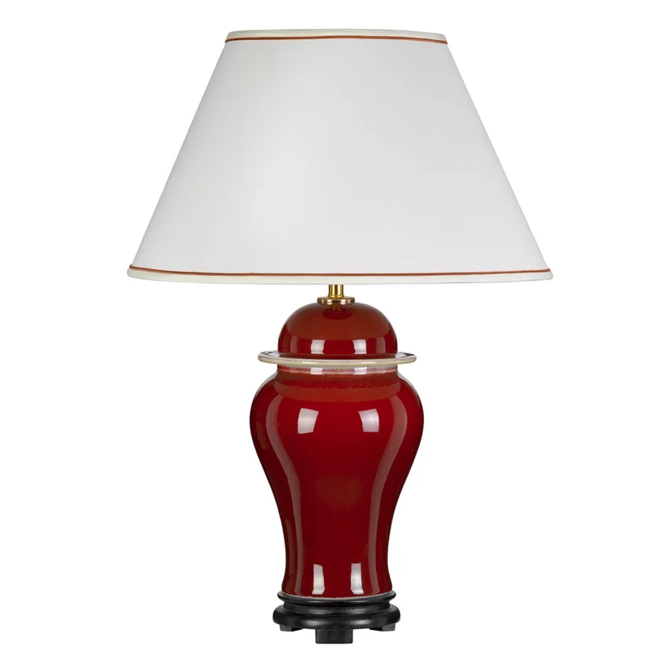 Tischlampe Keramik Rot Ecru Weiß E27 65 cm MALDRA