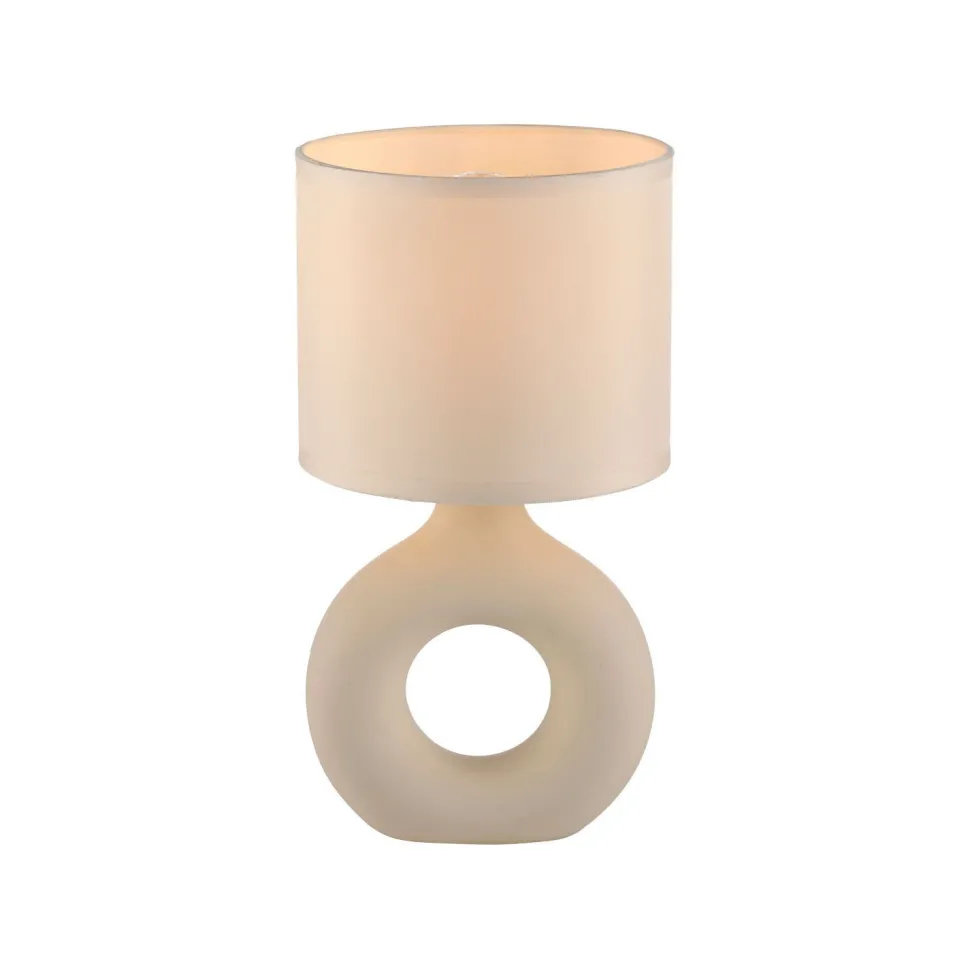 Tischlampe Keramik Stoff blendarm 30 cm E27 Beige
