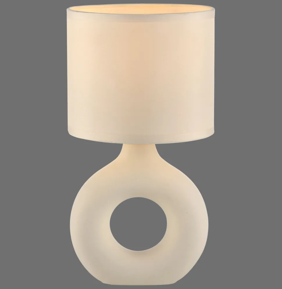 Tischlampe Keramik Stoff blendarm 30 cm E27 Beige