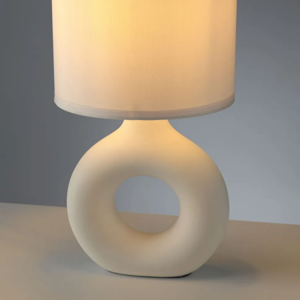 Tischlampe Keramik Stoff blendarm 30 cm E27 Beige