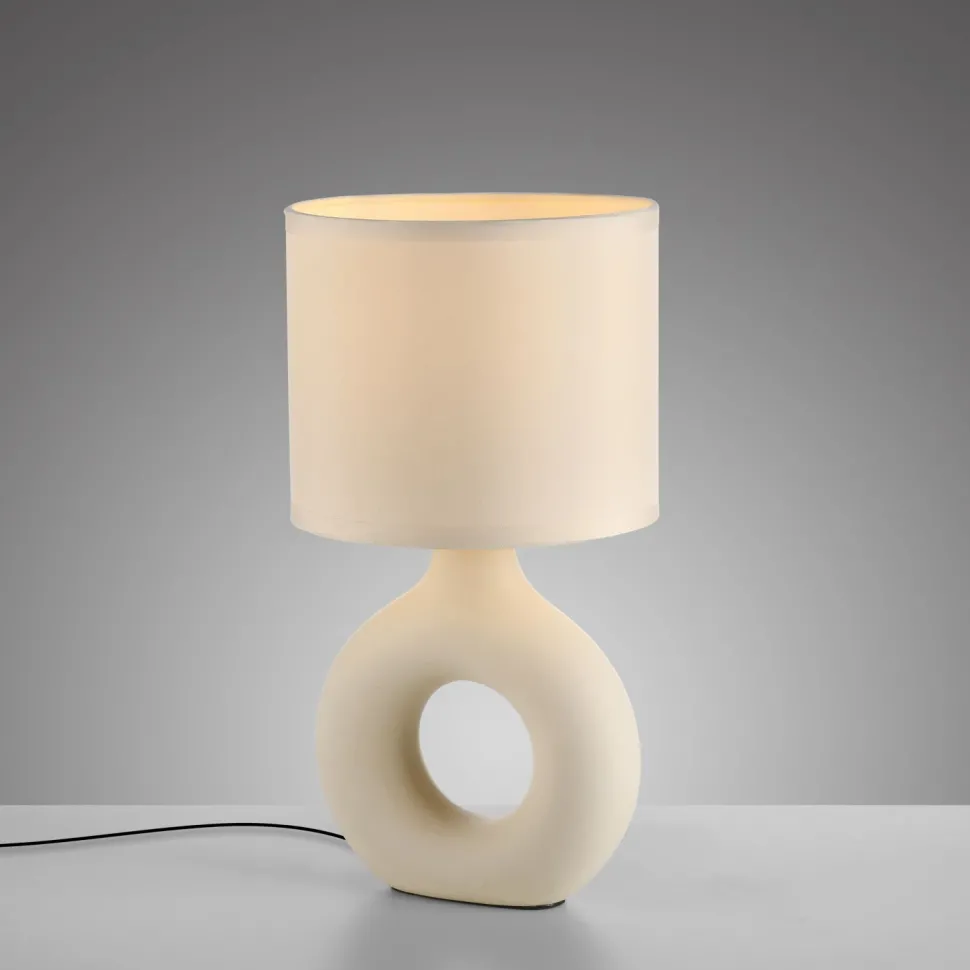 Tischlampe Keramik Stoff blendarm 30 cm E27 Beige