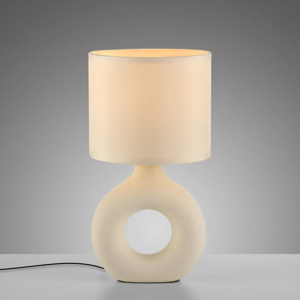 Tischlampe Keramik Stoff blendarm 30 cm E27 Beige