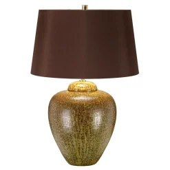 Tischlampe Keramik Stoff 63,5 cm Braun Grün E27