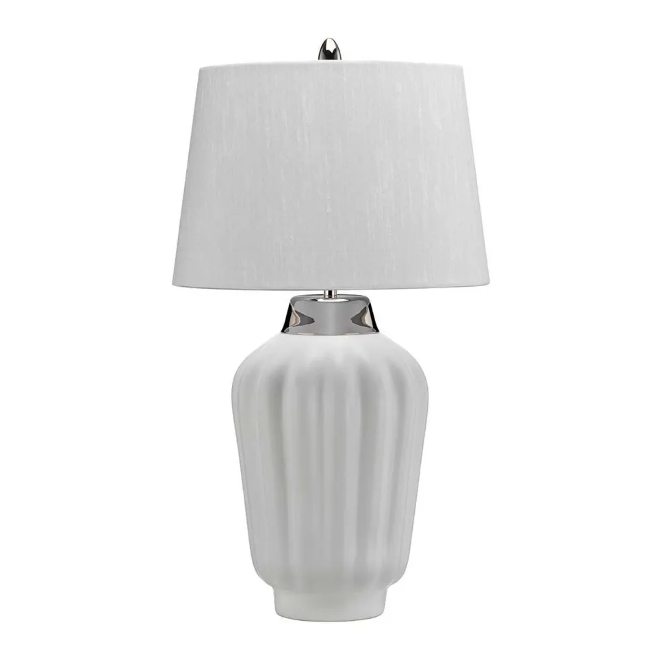 Tischlampe Keramik Stoff E27 56,2 cm hoch OLWEN