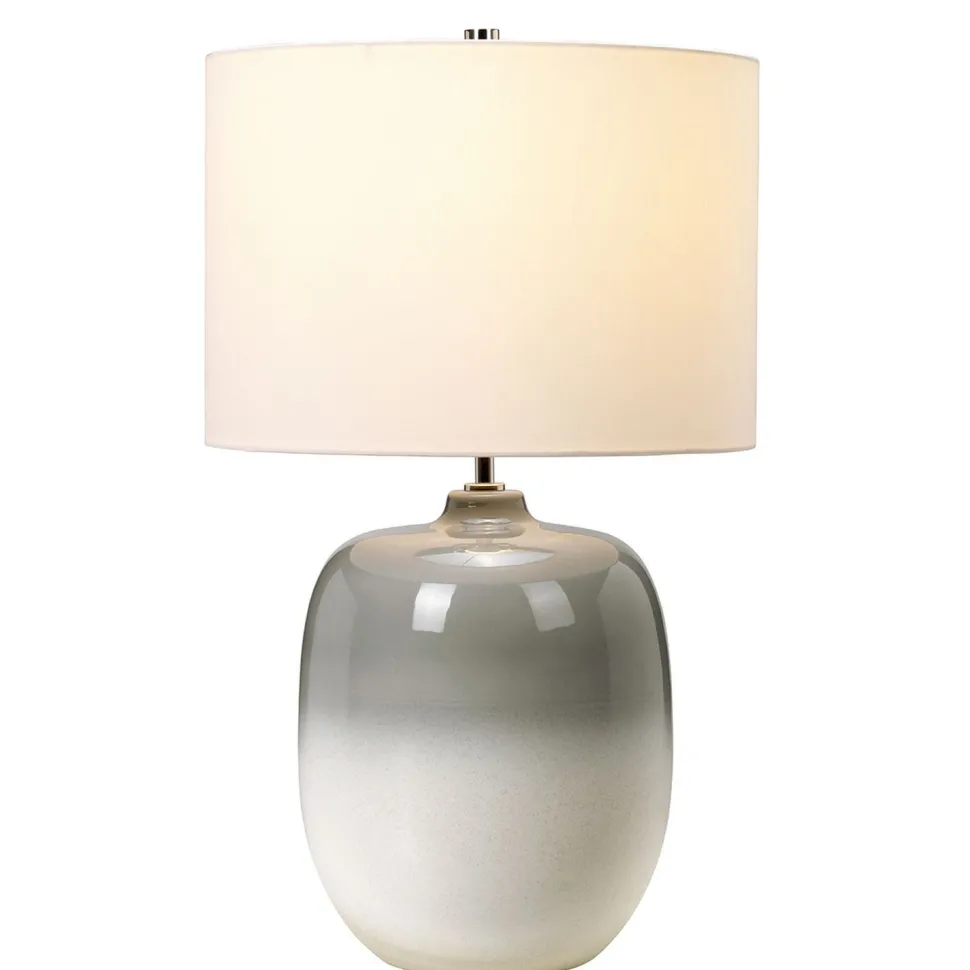 Tischlampe Keramik Stoff Hellgrau Creme 61,5 cm E27