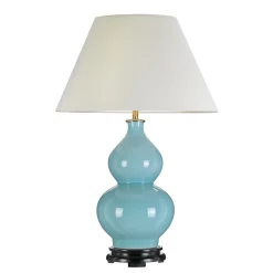 Tischlampe Keramik Stoff Hellblau Stoff 64 cm hoch