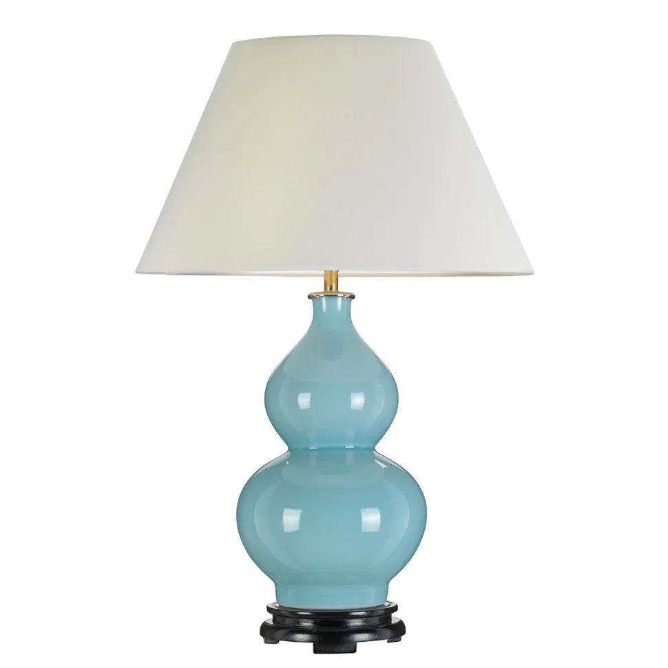 Tischlampe Keramik Stoff Hellblau Stoff 64 cm hoch