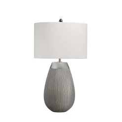 Tischlampe Keramik Stoff 54 cm E27 Modern in Silber Grau
