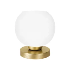 Tischlampe Kugel H: 18,5 cm Glas Messing in Weiß Bronze