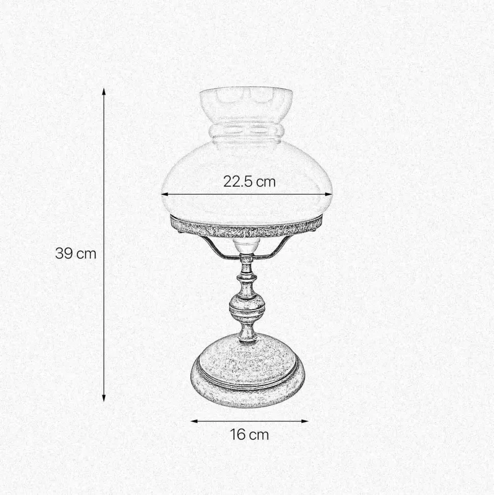 Tischlampe Messing Glas 39 cm in Bronze Antik Creme E14