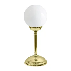 Tischlampe Messing Glas H: 31 cm Kugel Schirm E14