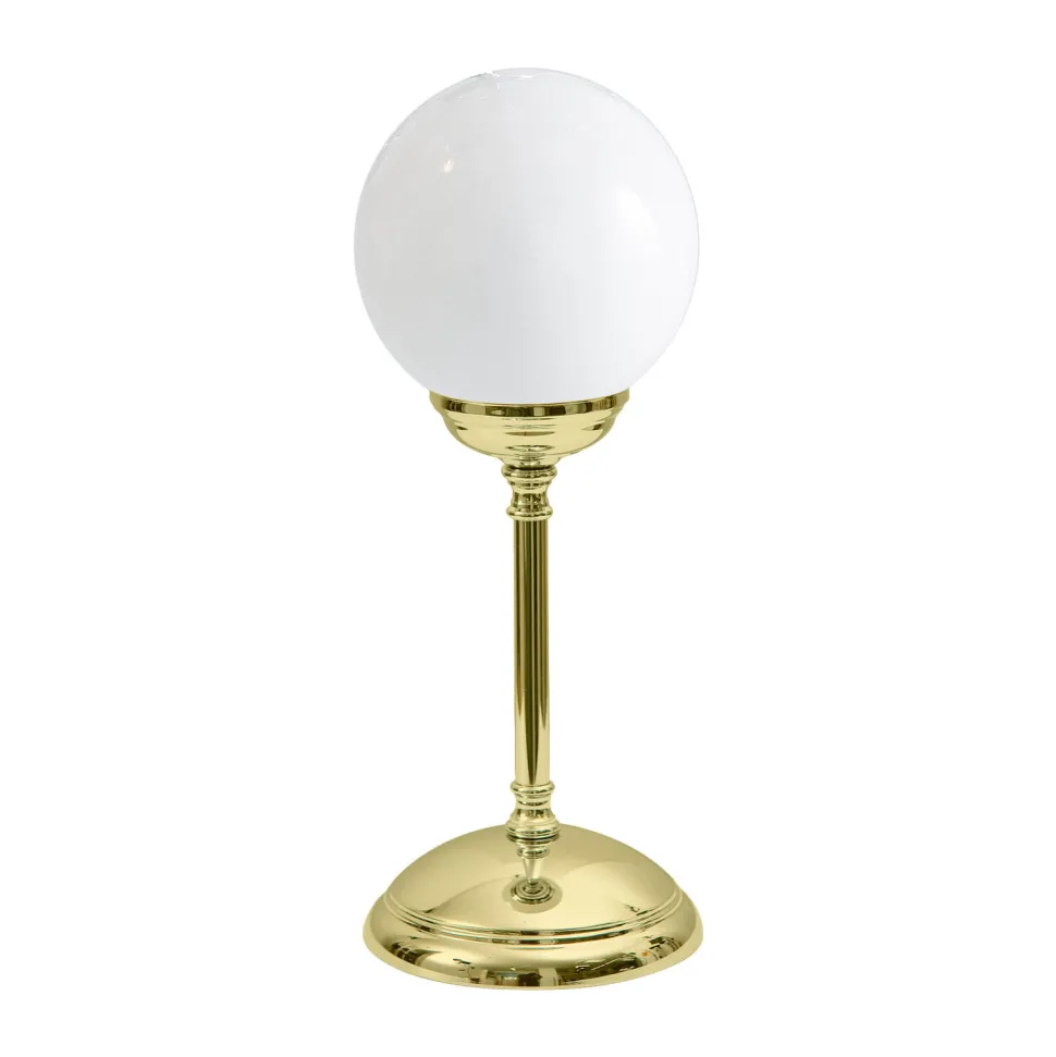 Tischlampe Messing Glas H: 31 cm Kugel Schirm E14