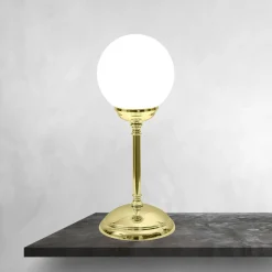 Tischlampe Messing Glas H: 31 cm Kugel Schirm E14