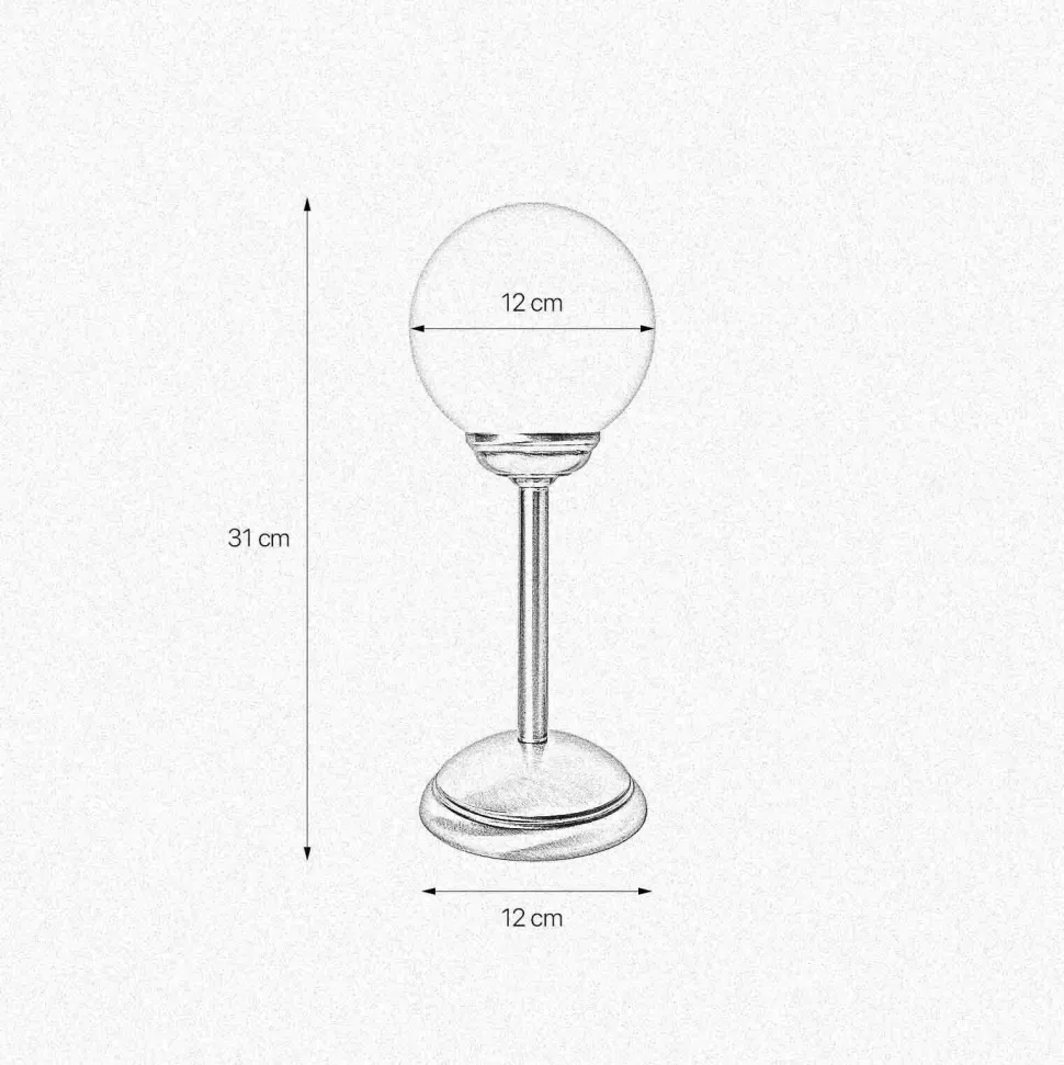 Tischlampe Messing Glas H: 31 cm Kugel Schirm E14