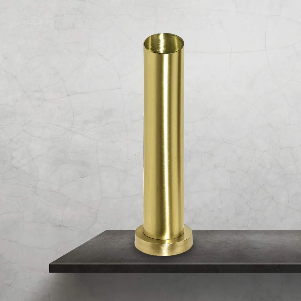 Tischlampe Messing H: 43 cm Ø 8,5 cm schmal massiv E27