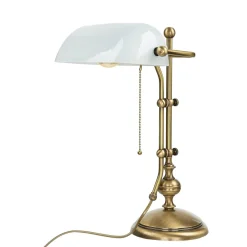 Tischlampe Messing in Bronze mit Glas Premium