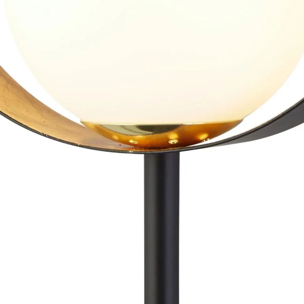 Tischlampe Metall Glas 36 cm hoch G9 Schwarz Weiß Gold