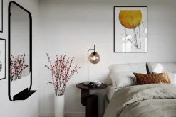 Tischlampe Metall Rauchglas 60 cm Schwarz Grau E27