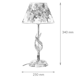 Tischlampe Metall Shabby Weiß Stoff rund Landhaus