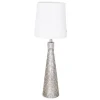 Tischlampe Metall Stoff 54 cm hoch Modern E27 in Silber Weiß