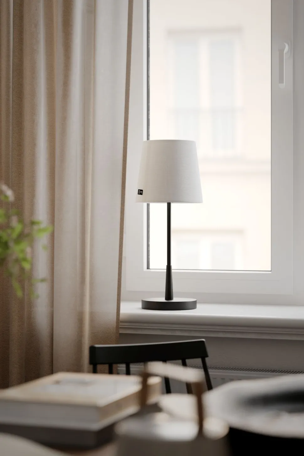 Tischlampe Metall Stoff 48,5 cm hoch E27 Schwarz Weiß