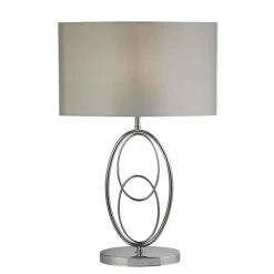 Tischlampe Metall Stoff 53 cm in Chrom Silber E27