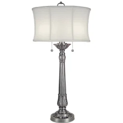 Tischlampe mit Zugschalter E27 94 cm hoch Stoffschirm