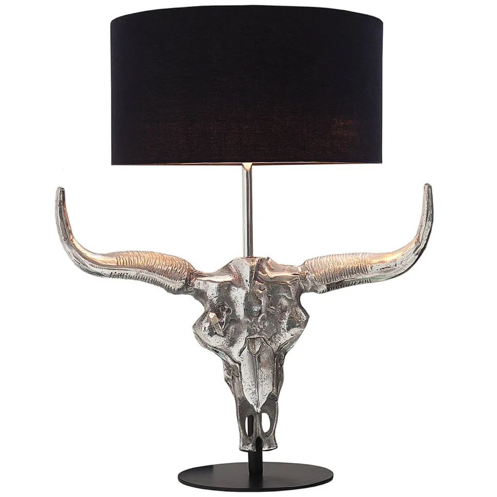 Tischlampe Modern Design Stierkopf Silber Schwarz
