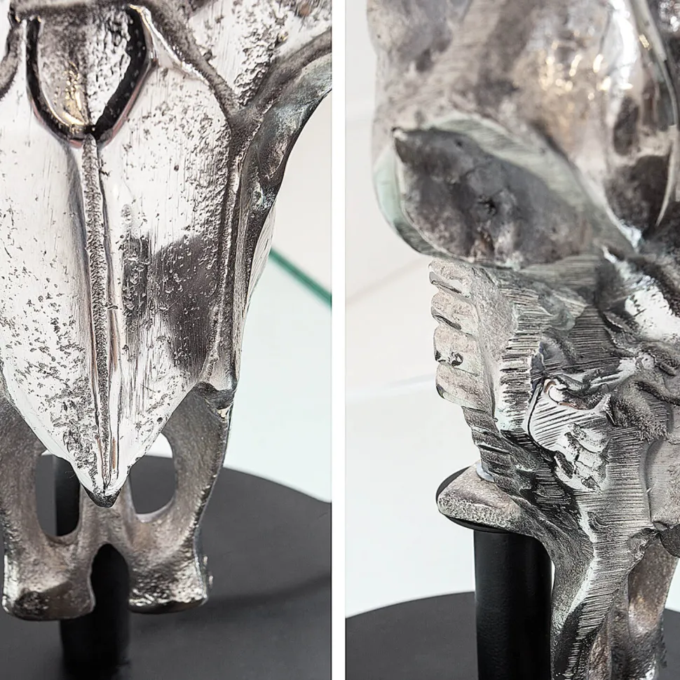 Tischlampe Modern Design Stierkopf Silber Schwarz