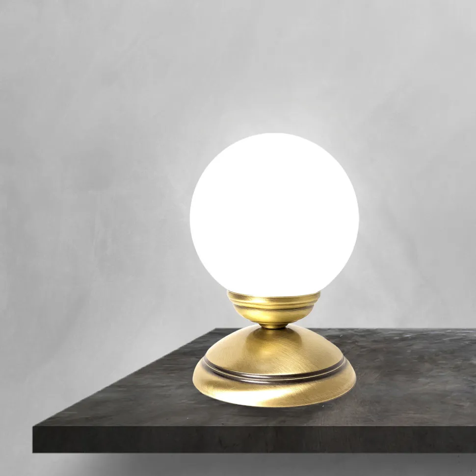Tischlampe PASCAL H: 17,5 cm Kugelschirm Glas Messing E14