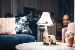 Tischlampe Pferd Weiß Rosa Blau 47cm Kinder Erwachsene