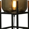 Tischlampe Rauchglas Metall 57 cm hoch E27 Schwarz