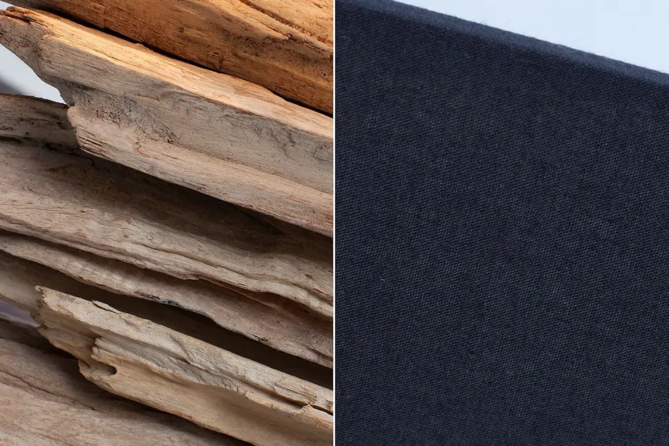 Tischlampe RIVER Treibholz Leinen Handarbeit Unikat