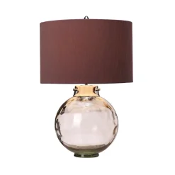 Tischlampe Rot Grau E27 55,5 cm Glas Stoff Klassisch