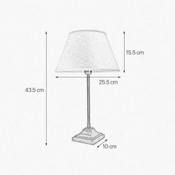 Tischlampe Rustikal 43,5 cm Messing Stoff E14 ELENA