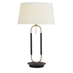 Tischlampe Samt Schirm Zugschalter 63 cm E27 Weiß Silber