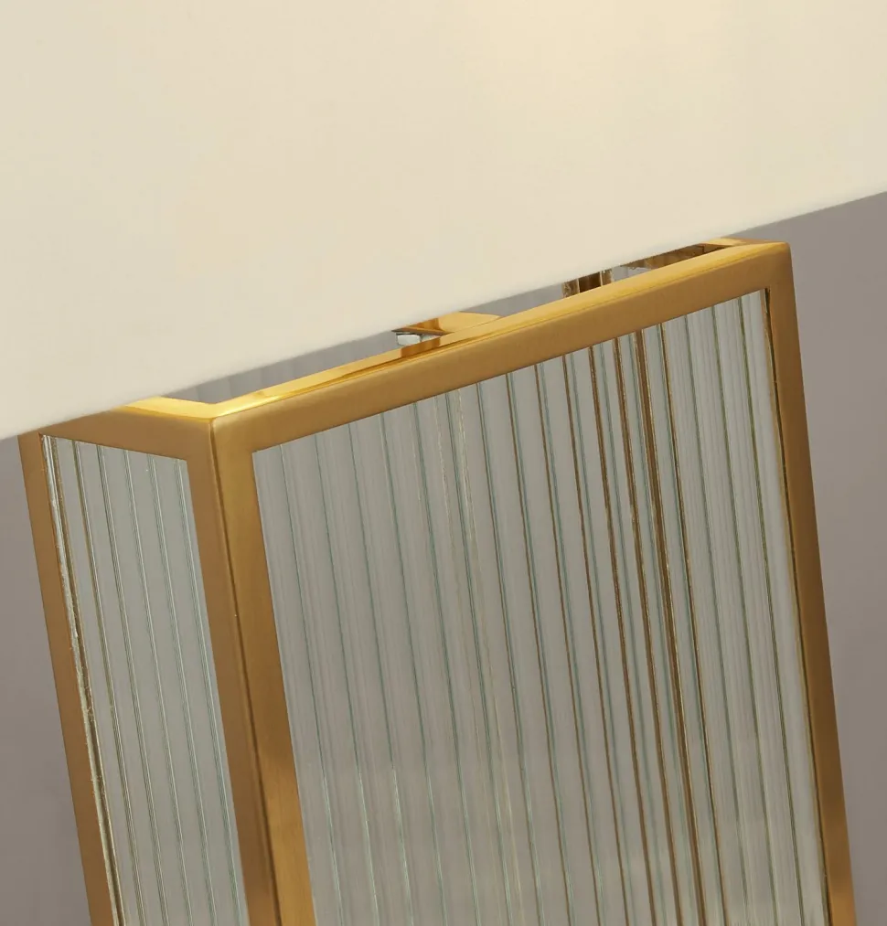 Tischlampe Samtschirm H: 53 cm E27 in Messing Weiß