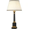 Tischlampe Schwarz Creme E27 55 cm Holz Stoff Klassisch