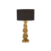 Tischlampe Schwarz Gold 51,5 cm hoch E27 Stoff Resin Affen