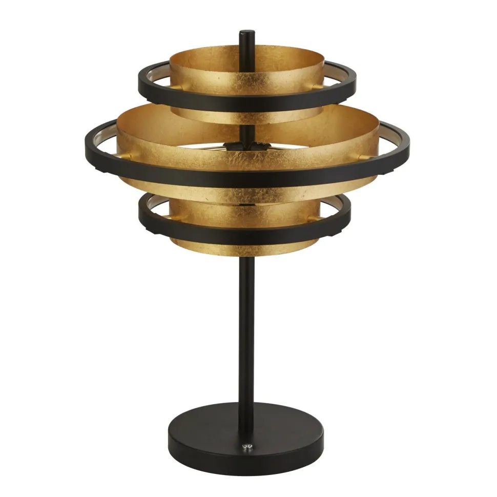 Tischlampe Schwarz Gold H: 43,5 cm Ø 32 cm rund Metall