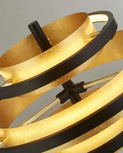 Tischlampe Schwarz Gold H: 43,5 cm Ø 32 cm rund Metall